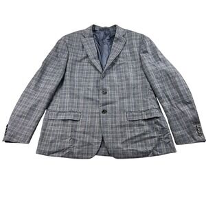Lauren Ralph Lauren Mens 48R Blue Plaid Sport Coat Blazer Wool Silk Linen Mexico